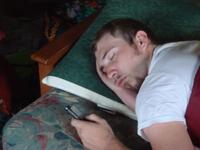 Joseph texting in his sleep.